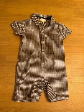 Pottery Barn Kids Navy and White Gingham One-Piece